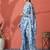 Blue ready to wear satin floral digital printed saree