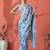 Blue ready to wear satin floral digital printed saree
