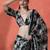 Black satin floral printed embellished printed mirror work ready to wear saree
