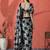 Black satin floral printed embellished printed mirror work ready to wear saree