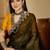 Olive embroidered party saree with blouse