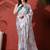 Grey ready to wear satin floral digital printed saree