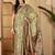 Multicolor floral printed  linen saree with tassels & unstithced blouse piece