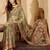 Multicolor floral printed  linen saree with tassels & unstithced blouse piece