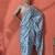 Blue ready to wear satin floral digital printed saree