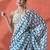 Blue ready to wear satin floral digital printed saree