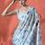 White ready to wear satin floral digital printed saree