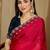 Pink women floral embroidered saree