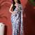 Blue ready to wear satin floral digital printed saree