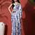 Blue ready to wear satin floral digital printed saree