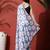 Blue ready to wear satin floral digital printed saree