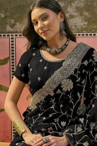 Black embroidered  sarees