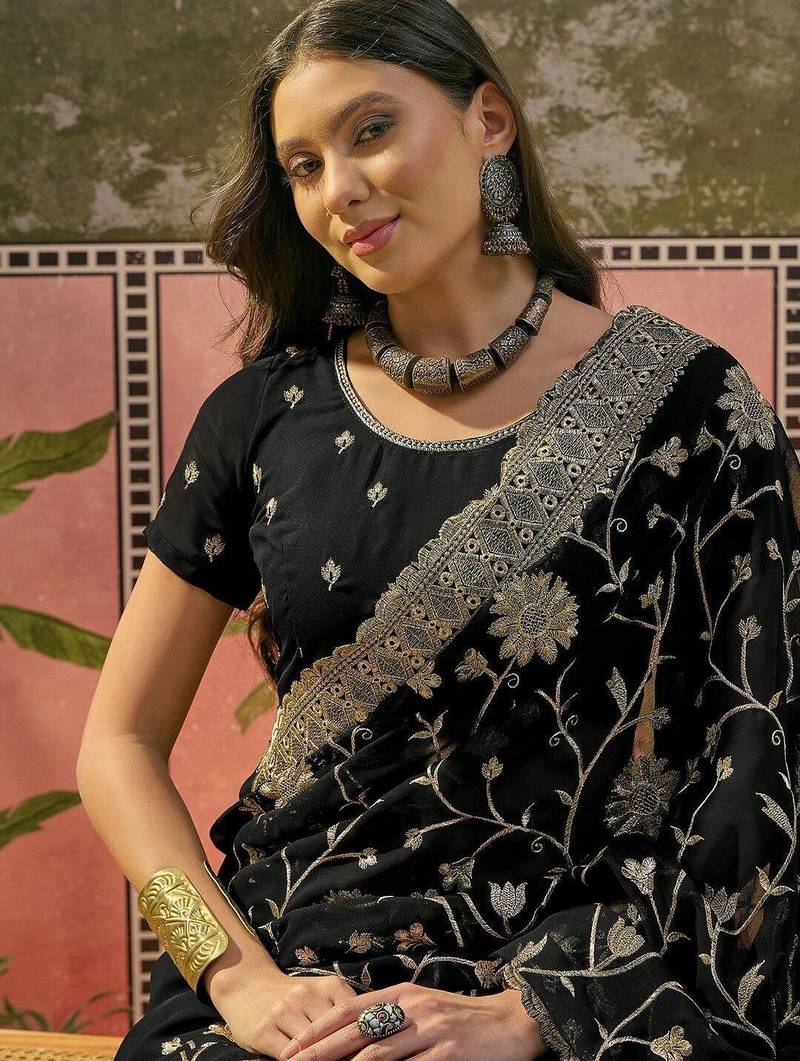 Black embroidered  sarees