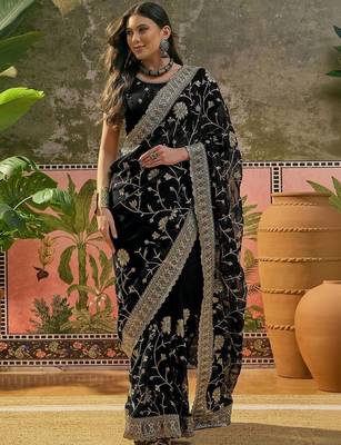 Black embroidered  sarees 2