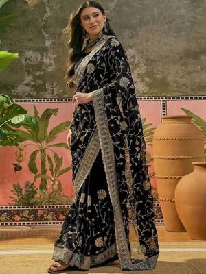Black embroidered  sarees 3