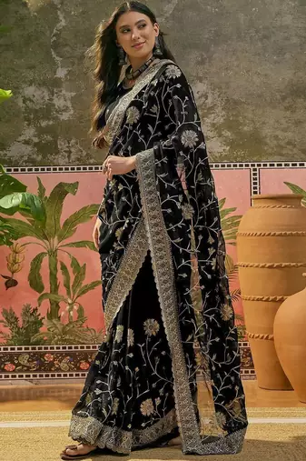 Black embroidered  sarees