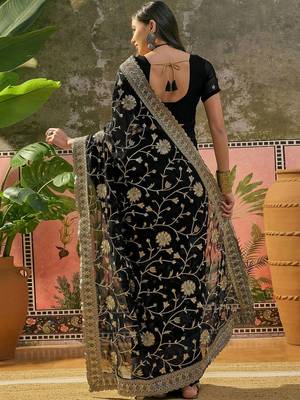 Black embroidered  sarees 4
