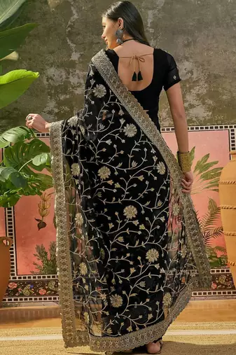 Black embroidered  sarees