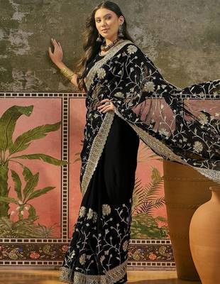 Black embroidered  sarees 5