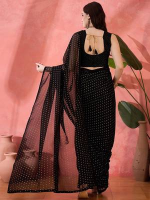 Black embellished  georgette saree 5
