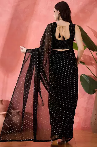 Black embellished  georgette saree