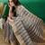 Blue striped zari woven kanjeevaram saree with blouse piece