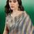 Blue striped zari woven kanjeevaram saree with blouse piece