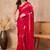 Red striped foil print saree with unstitched blouse piece