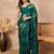 Green striped foil print saree with unstitched blouse piece