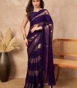 Purple purple satin ethnic solid party wear matching blouse & sarees