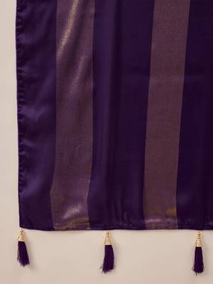 Purple purple satin ethnic solid party wear matching blouse & sarees 5