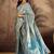 Blue woven design saree with unstitched blouse