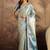 Blue woven design saree with unstitched blouse