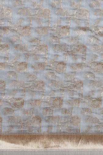 Grey grey ethnic motifs woven design zari banarasi saree