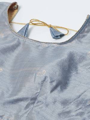 Grey grey ethnic motifs woven design zari banarasi saree 5