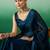 Teal striped satin sarees