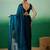 Teal striped satin sarees