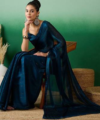 Teal striped satin sarees 4