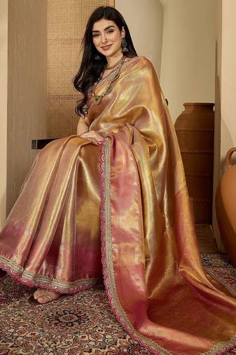 Gold zari silk saree