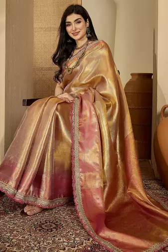 Gold zari silk saree