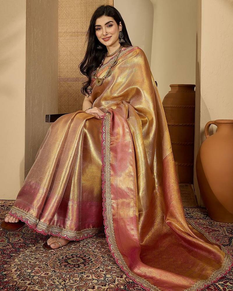 Gold zari silk saree