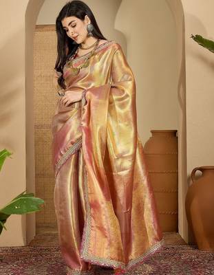 Gold zari silk saree 2