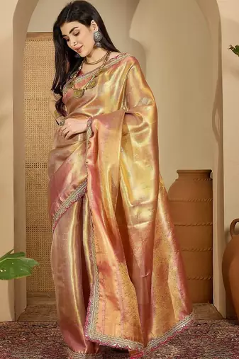 Gold zari silk saree