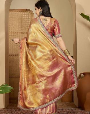 Gold zari silk saree 3