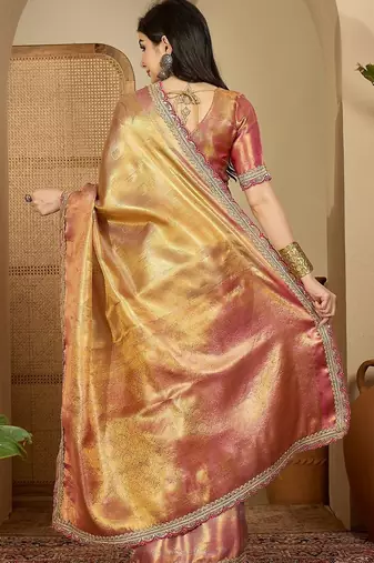 Gold zari silk saree