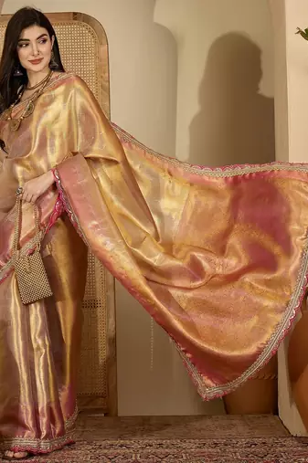 Gold zari silk saree