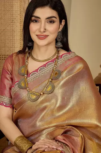 Gold zari silk saree