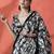 Black ready to wear satin floral digital printed saree