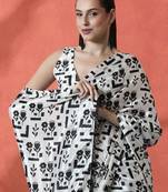 Off white women ready to wear satin saree