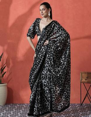 Black ready to wear floral digital printed saree 2